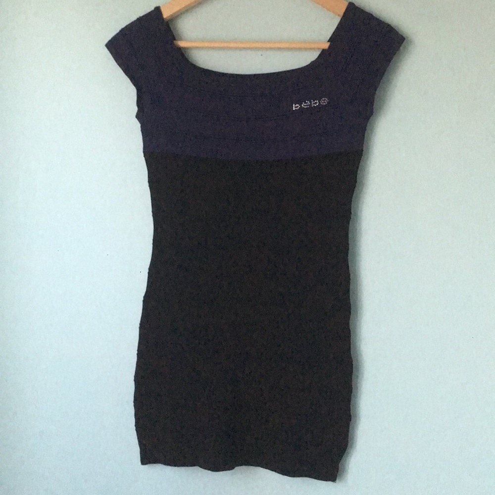 Bebe Purple & Black bodycon dress